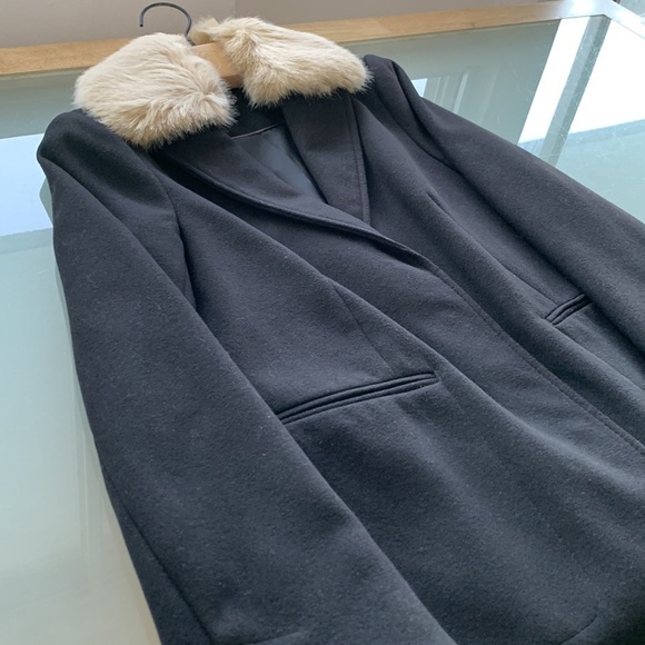 BNWT TOPSHOP PETITE WOOL COAT SZ UK6 US 2 Removable Collar - Picture 4 of 8